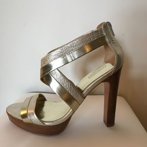 Coach Brynn Metallic Platform Criss Cross Sandal